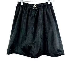 Vintage Jane Metallic A-Line Black Bow Embellished Skirt 6